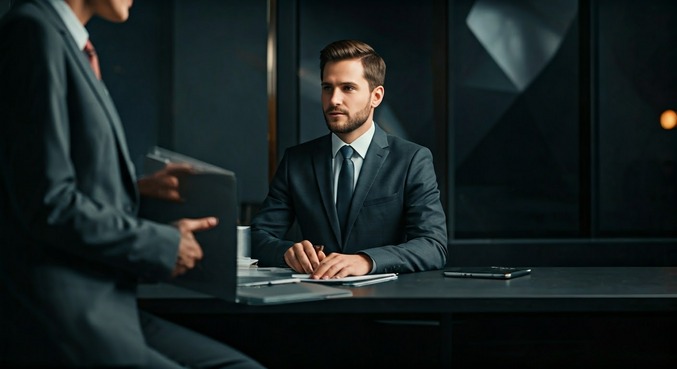 alt_text: Profesjonalna negocjacja B2B w biurze, z przedstawicielem firmy i zainteresowanym klientem.